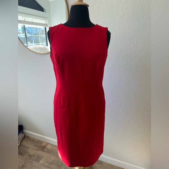 TALBOTS sleeves red stretch ponte shift dress - Picture 1 of 5